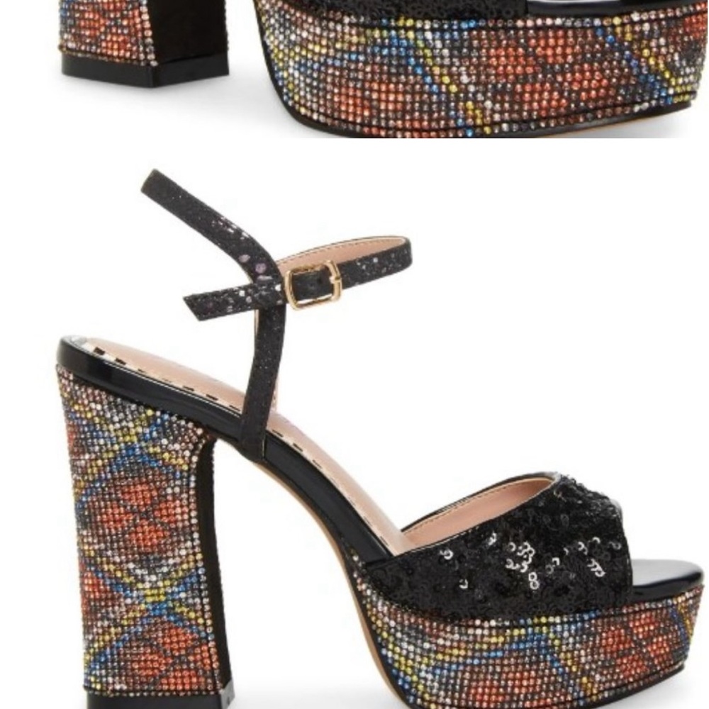Betsey Johnson Alaia plaid platform sandals 8